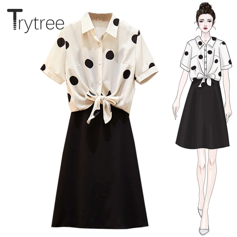 Trytree лето осень женский комплект из двух предметов Повседневная плиссированная