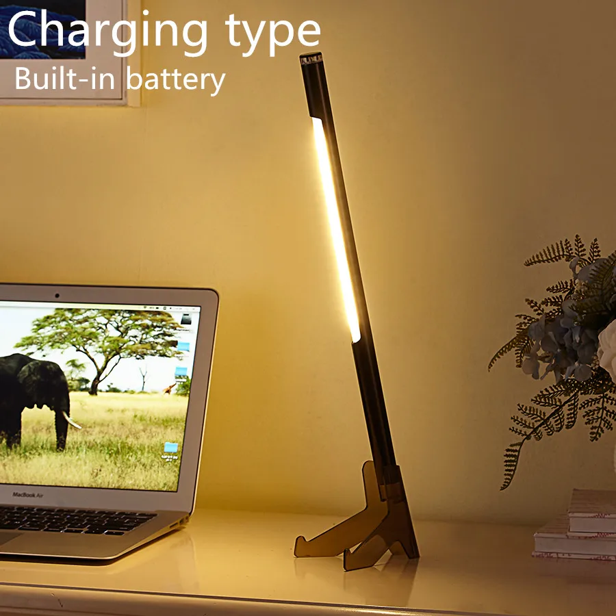 Charging type Портативный Светодиодная настольная лампа 3 светильник Цвет Перезаряжаемые Настольная лампа с держателем для телефона Защита глаз 360 градусов вращение чтение светильник - Цвет корпуса: Charging type