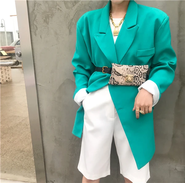 Большие блейзеры с вырезами на одной пуговице однотонные длинные карманы