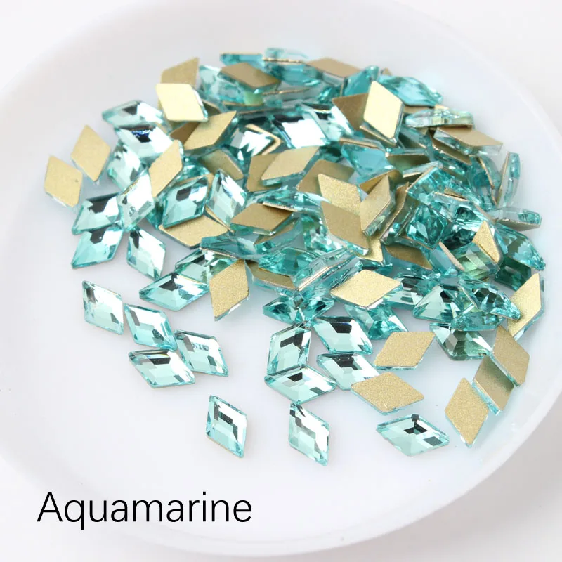 Aquamarine Новинка, распродажа, Стразы для ногтей с ромбовидным узором, 4X6,5 мм, 30 шт./100 шт., стразы с плоской задней поверхностью для 3D украшения ногтей - Цвет: Aquamarine