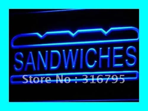 

i413 Sandwiches Cafe Shop Bar Pub NEW LED Neon Light Light Signs On/Off Swtich 20+ Colors 5 Sizes