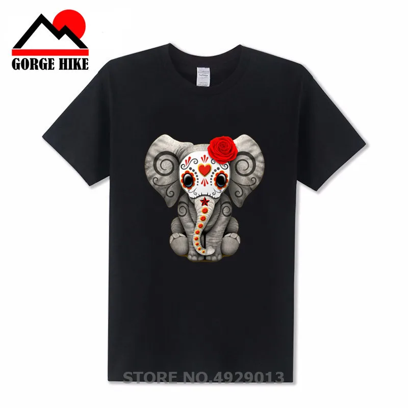 Мужская Уличная футболка с изображением Красного Дня мертвых сахарных черепов и