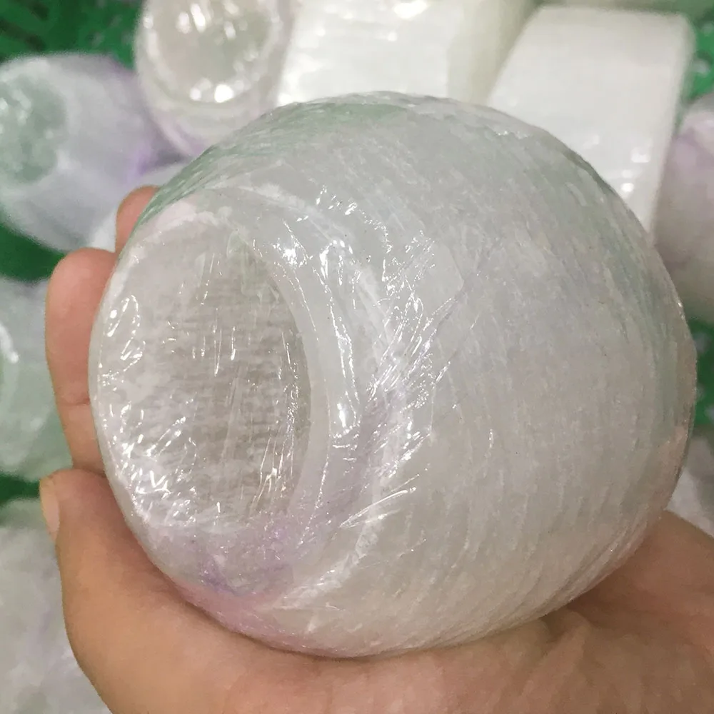 3 inches Spherical Натуральный белый селенит башня лампа-подсвечник энергии инфузированные рейки целебные хрустальные ремесла украшения дома подарок - Цвет: 3 inches Spherical