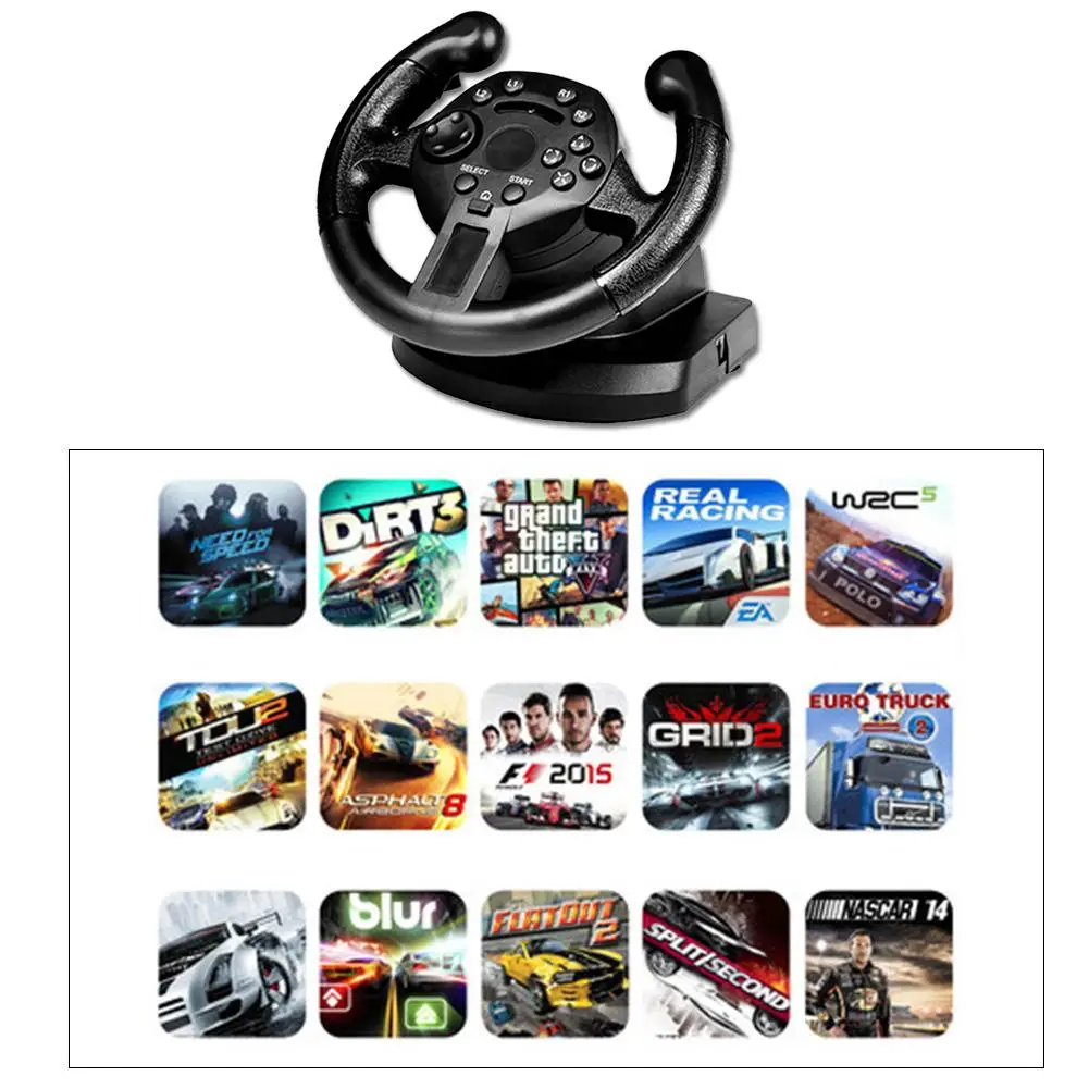 Gamepad Vibrating Game Steering Wheel Game Racing Steering Wheel Compatible With PS3/PC(D-INPUT/X-INPUT) Simulated