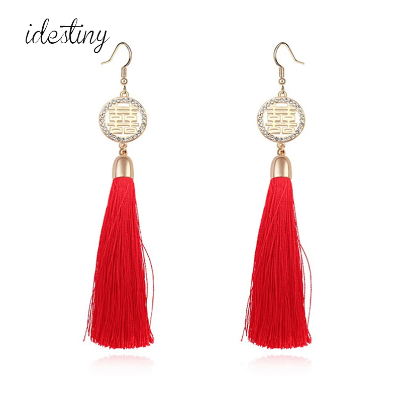 11 распродажа Новое поступление позолоченные женские серьги с кисточками в