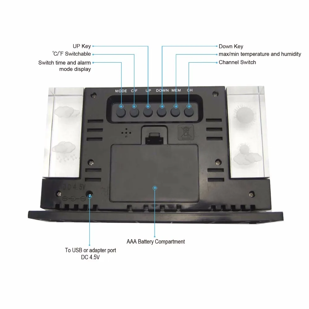 DYKIE беспроводной 433 Гц RCC DCF Метеостанция Крытый Открытый гигро термометр цифровые