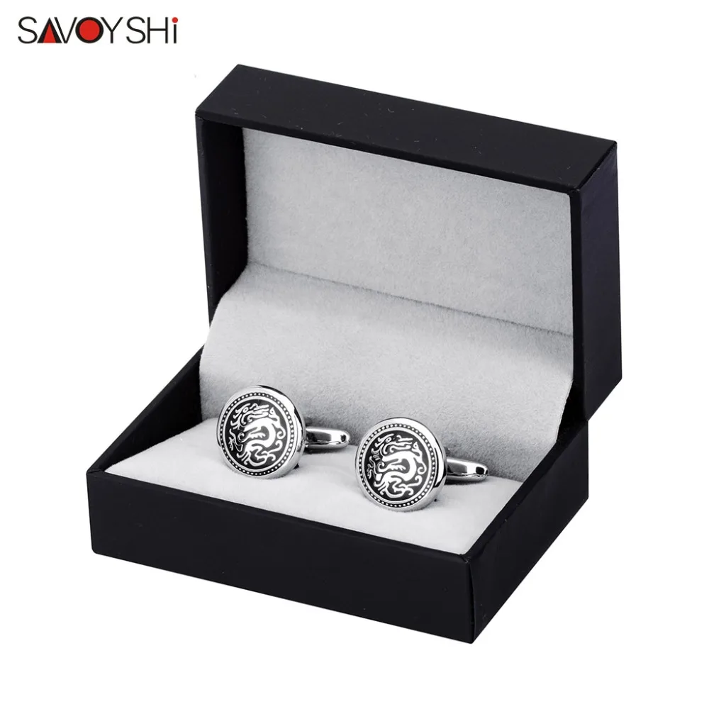 SAVOYSHI запонки для мужской рубашки высококачественные bottons круглые черные