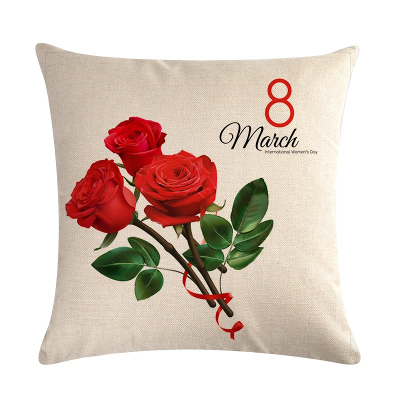 Индивидуальная креативная наволочка с красными розами льняная Наволочка на