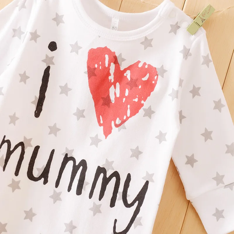 Милый для малышей с надписью I Love Mummy (Я люблю мамочку костюм рисунком &quotПисьма