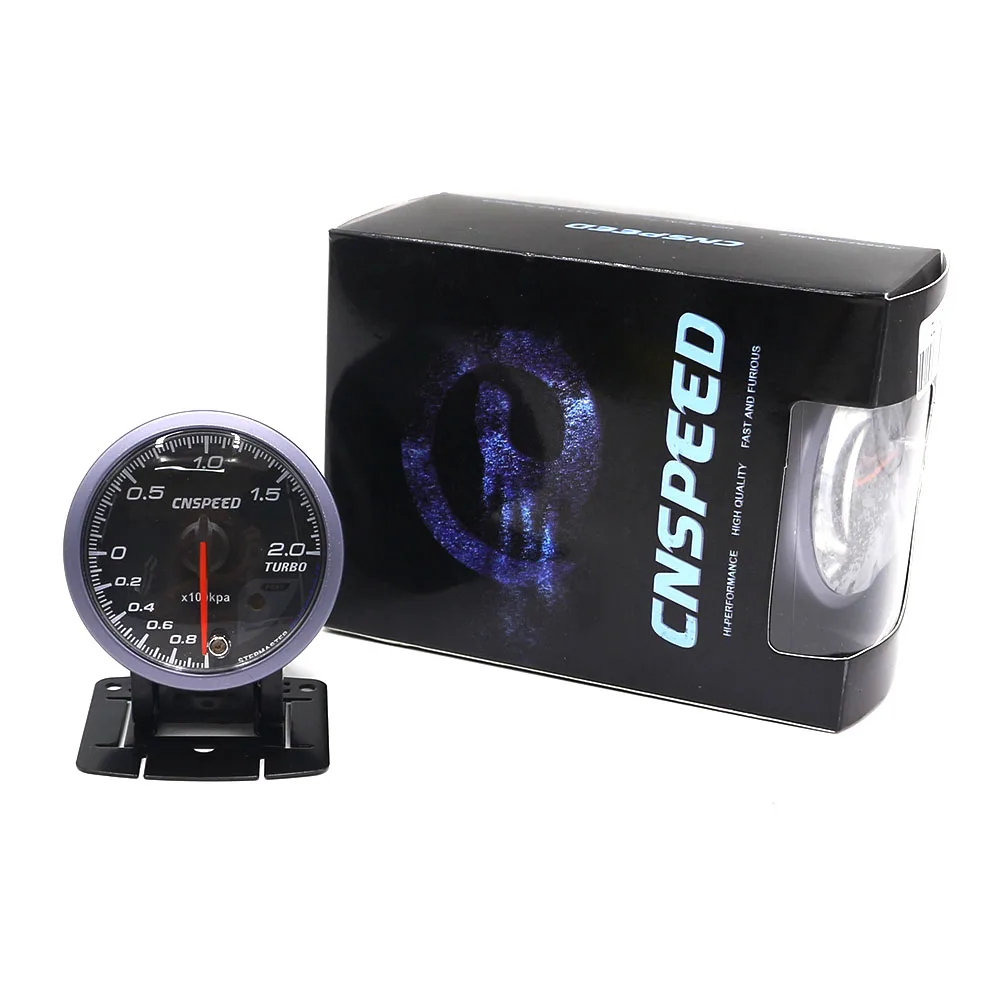 CNSPEED 60 мм 12 в автомобильный турбо Boost Gauge 2 бар с датчиком белый и янтарный освещение черное лицо турбо Boost метр YC101411
