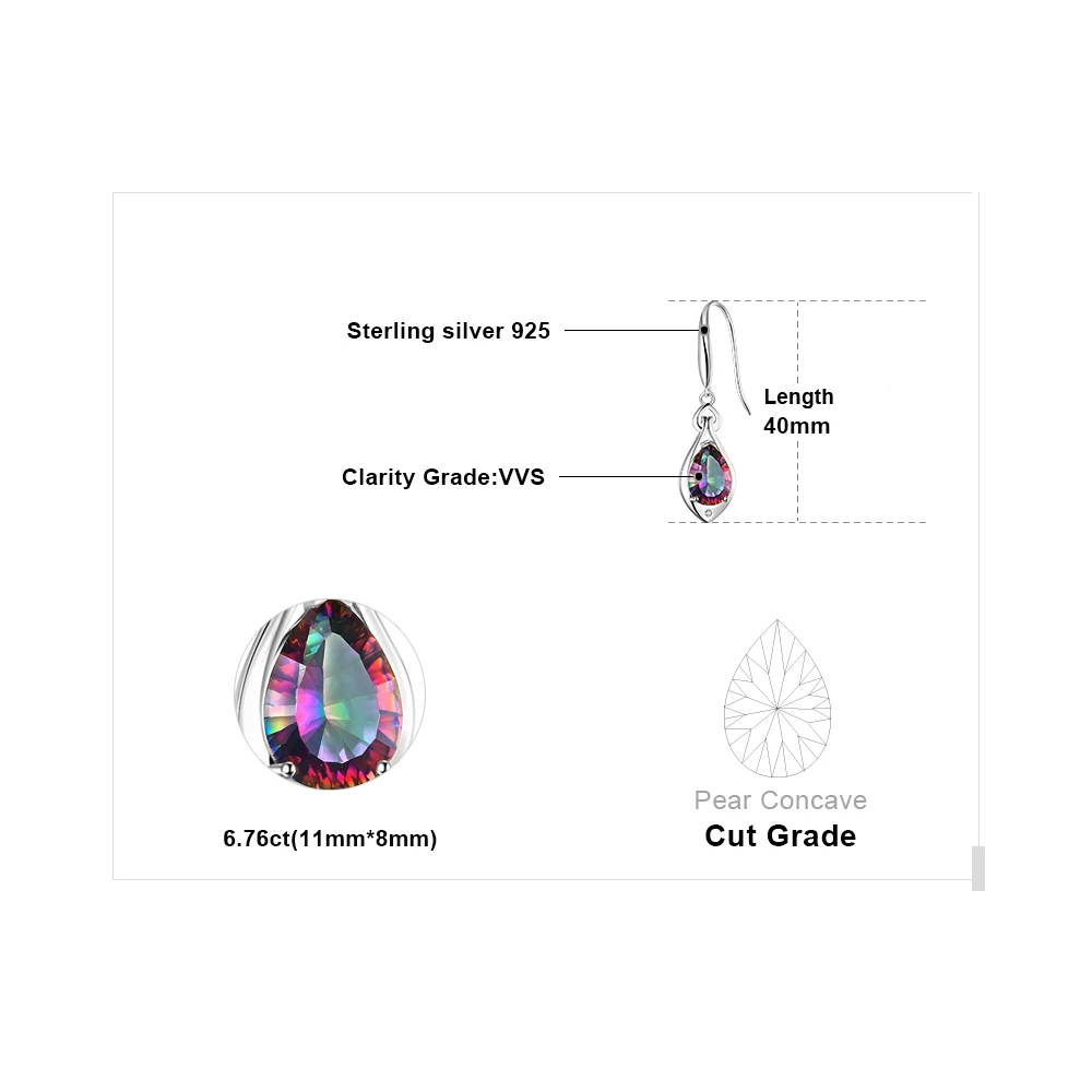 Jewelrypalace капли воды 6.8ct Подлинная Радуга своих Мистик Топаз Длинные висячие серьги чистый стерлингового серебра 925 пробы Ювелирные украшения для Для женщин