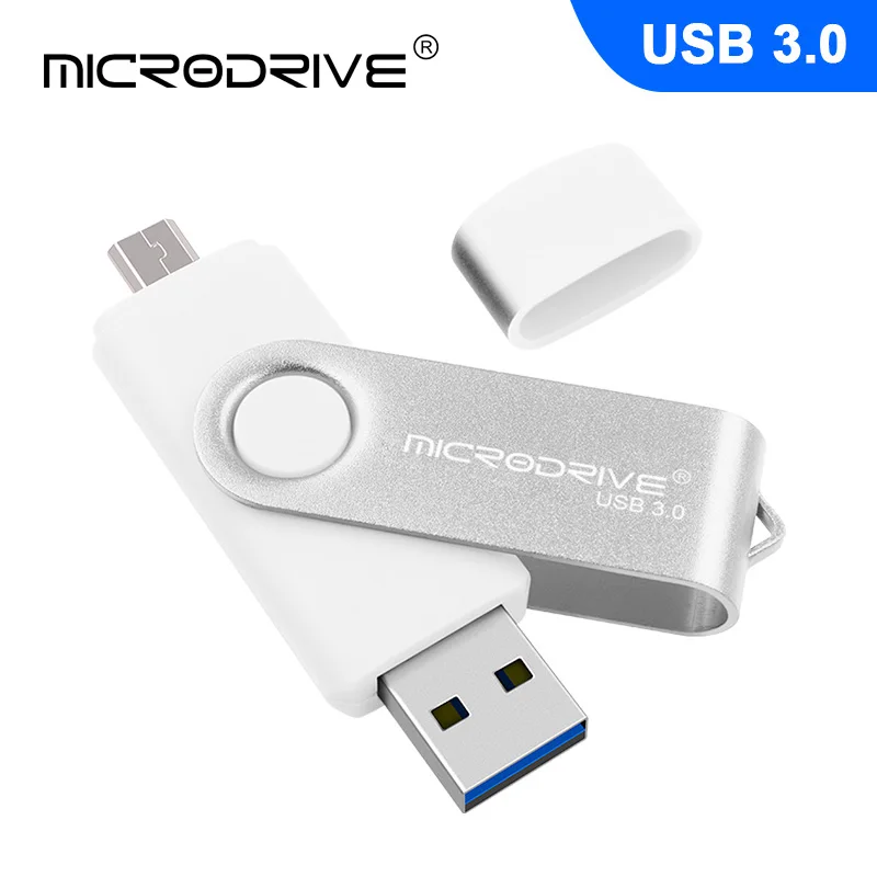 Белый USB 3,0 OTG флеш-накопитель высокоскоростной USB флеш-накопитель 128 Гб 64 Гб Внешняя карта памяти 32 Гб 16 Гб микро USB флешка - Цвет: Белый