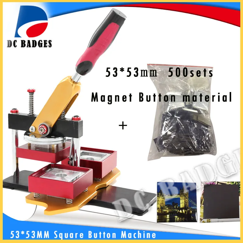 53*53 мм квадратная фотомагнитная пресс машина для изготовления значков включая