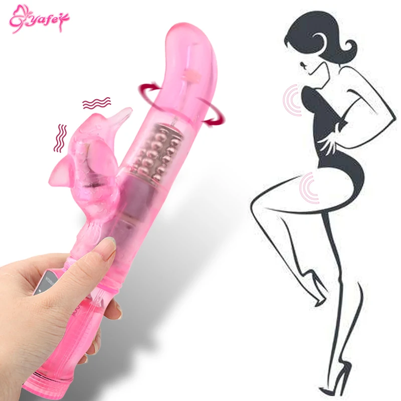 Вращающийся Кролик фаллоимитатор вибратор точки G Клитор Массажер двойной