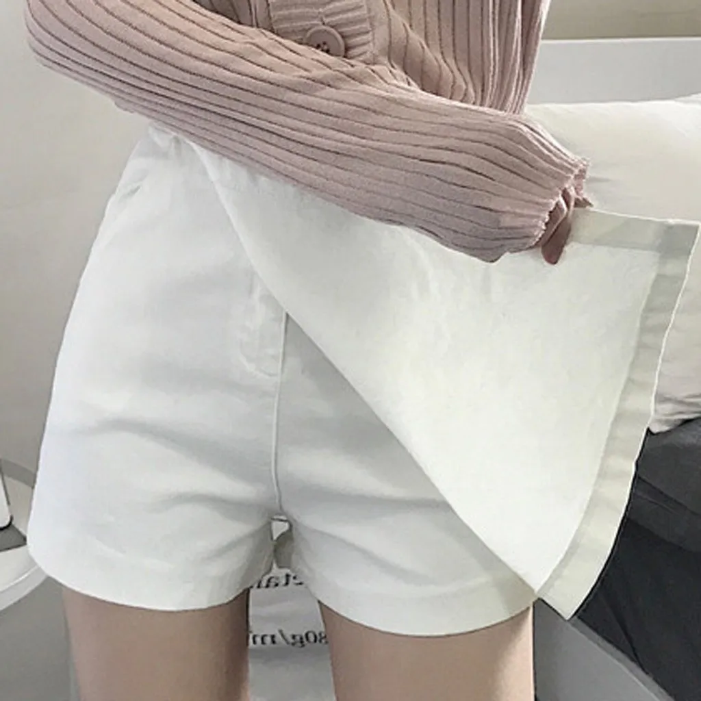 Женские джинсовые шорты для летнего отдыха однотонные с высокой талией