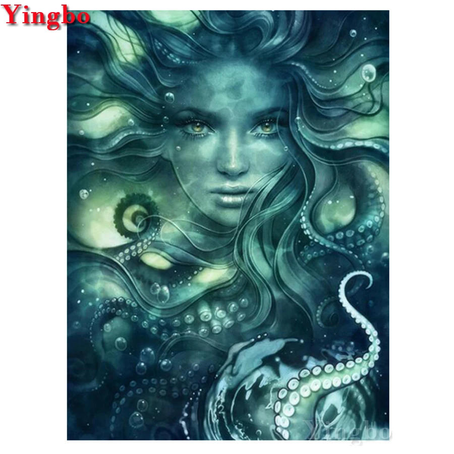 

Octopus women Diamond Painting full drill square round diamond Embroidery monster Wall Sticker Decor Mosaic Kit Arts and crafts