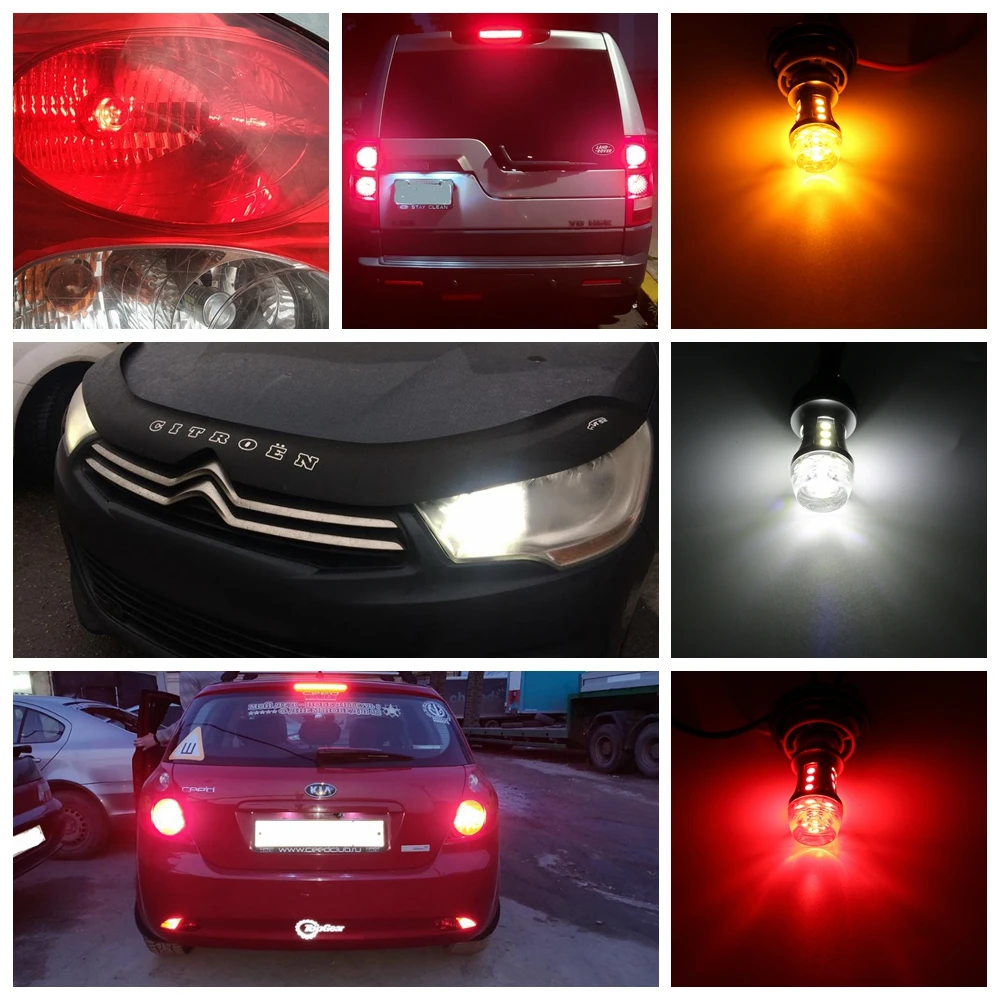50x T20 7443 W21/5 W 7444NA 3157 Автомобильные светодиодные лампочки поворотного сигнала