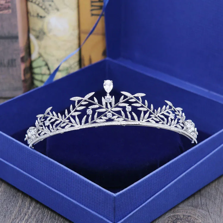 SLBRIDAL винтажное серебряное кольцо с фианитом свадебная тиара CZ Свадебная Королева Принцесса пышные королевские вечерние Корона женские украшения для волос