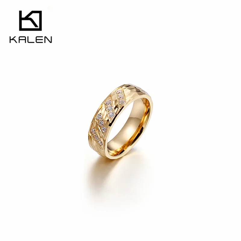 KR41997-K Kalen, новинка, золотые кольца для пар, для женщин, нержавеющая сталь и стразы, обручальное, обручальное кольцо, модные дешевые аксессуары для влюбленных - Цвет основного камня: KR41997-K