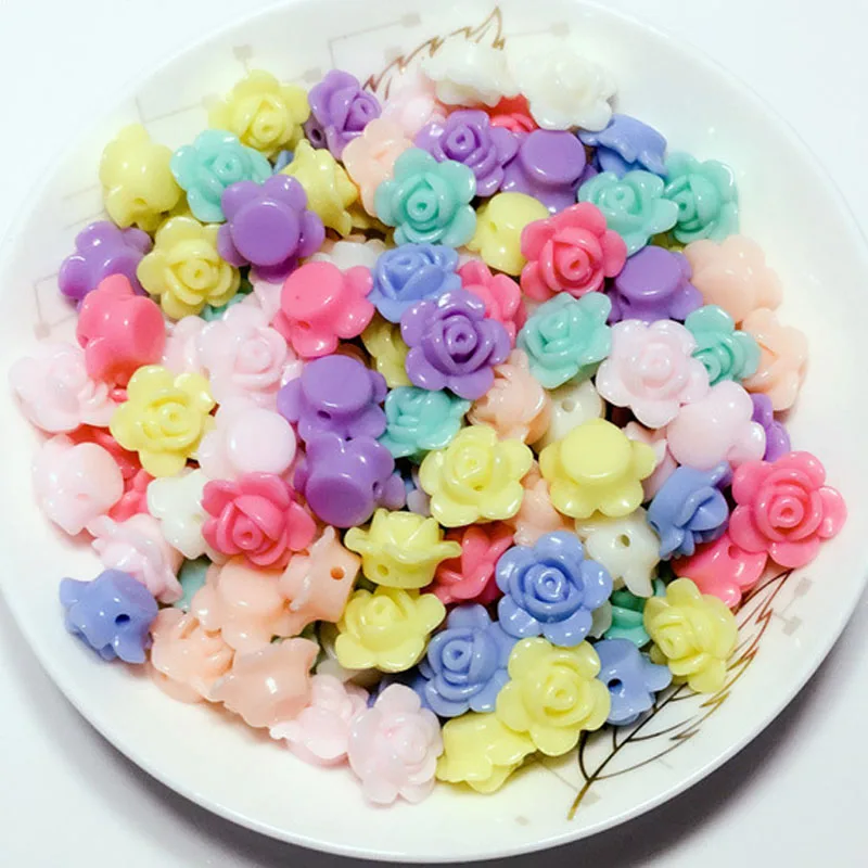 110 _ акриловые бусины россыпью в форме цветка милое ожерелье браслет сделай сам