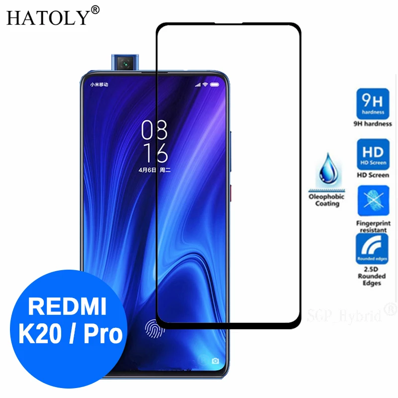 Protector de pantalla de vidrio templado para Xiaomi Redmi K20 Pro, cubierta de pegamento completo para Xiaomi Redmi K20, pel&iacute;cula de borde curvo 3D, 2 uds.-0