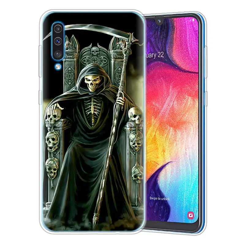 Мрачный Жнец "скелетная" тема, чехол для samsung A50 A70 A60 A40 A30 A20 A20e A10 M30 M20 M10 A7 A9 мягкий чехол для телефона из ТПУ с принтом "Coque