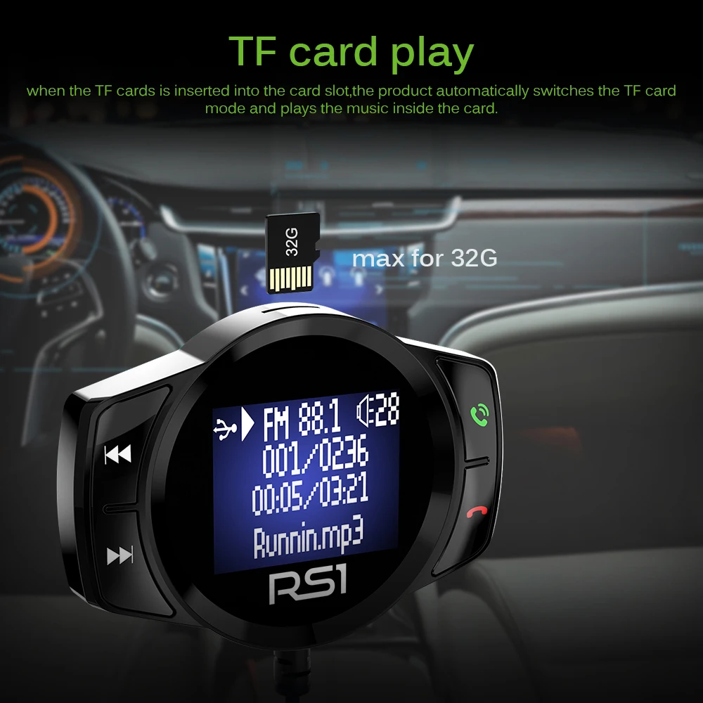 FM Bluetooth Автомобильный передатчик беспроводной Mp3 плеер Hands Free Быстрая зарядка USB