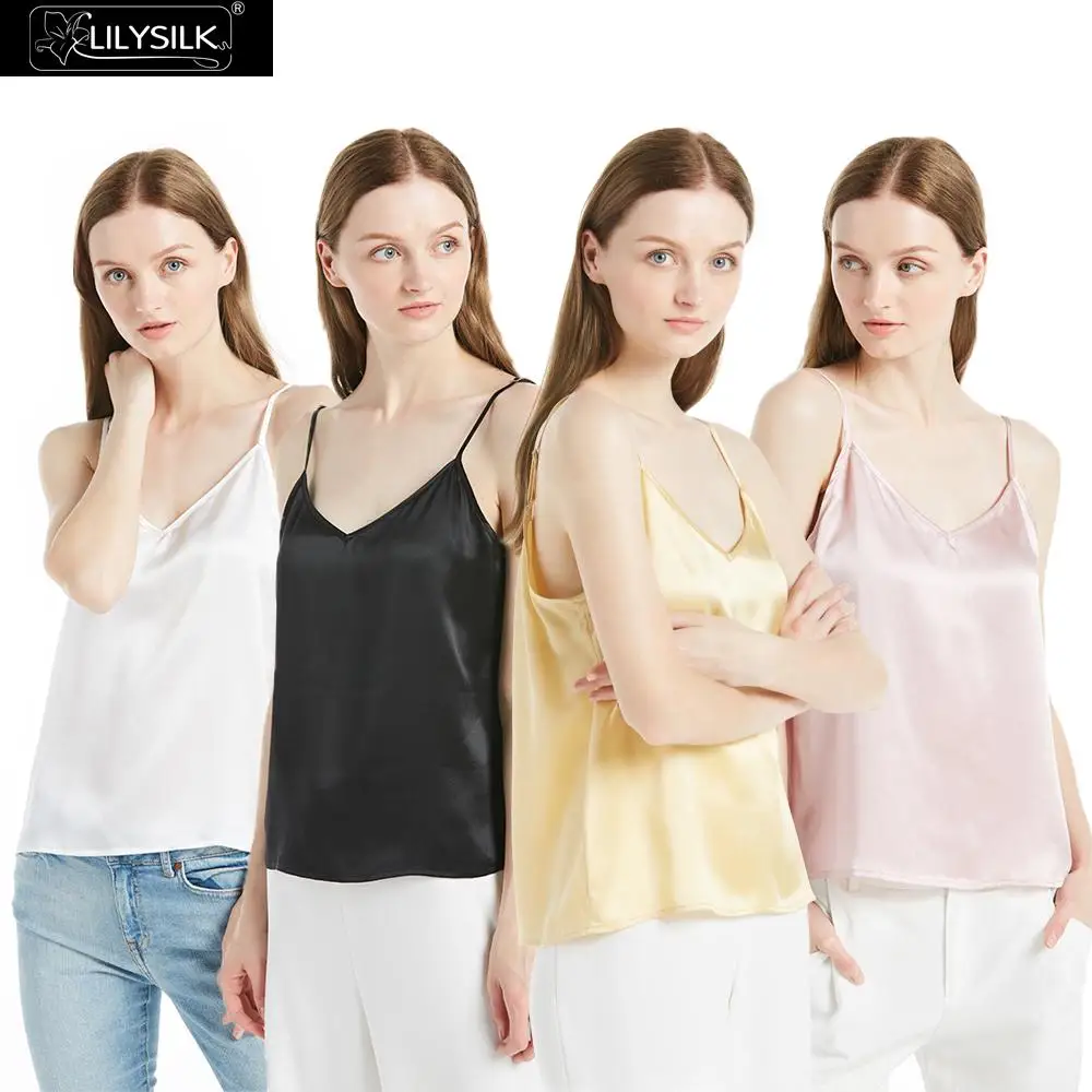 Лиловая шелковая кофта LilySilk для женщин укороченный топ жилет с V образным вырезом