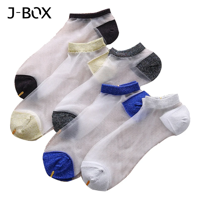 J Box/женские кружевные носки Прозрачные шелковые дышащие тонкие прозрачные