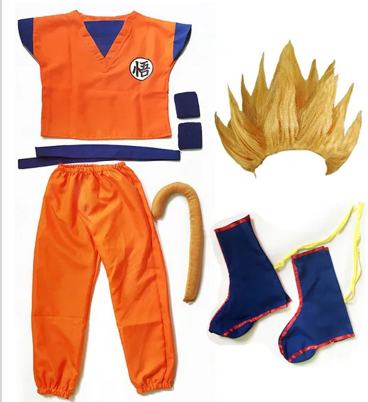 Костюм Dragon Ball Z, одежда Сон Гоку, маскарадные костюмы, Топ/штаны/пояс/хвост/корсаж/парик для взрослых и детей, рождественский подарок