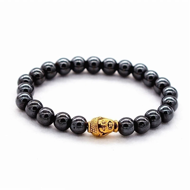 Ручная работа Новая мода Винтаж Золотая Серебряная голова Будды черный магнит