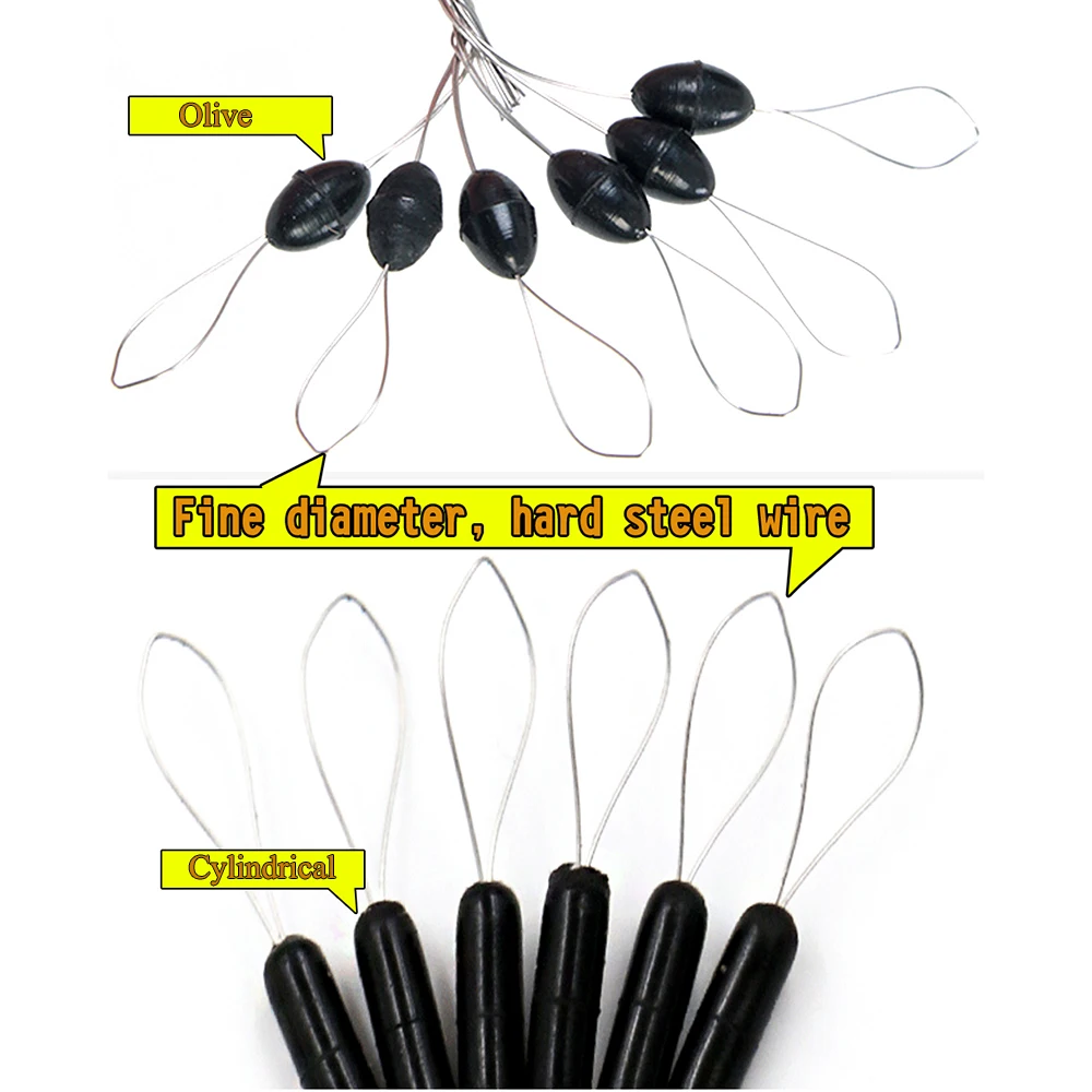 

GHOTDA 10 sets 60Pcs Fishing Float Black Rubber Space Bean Stopper Line Stops