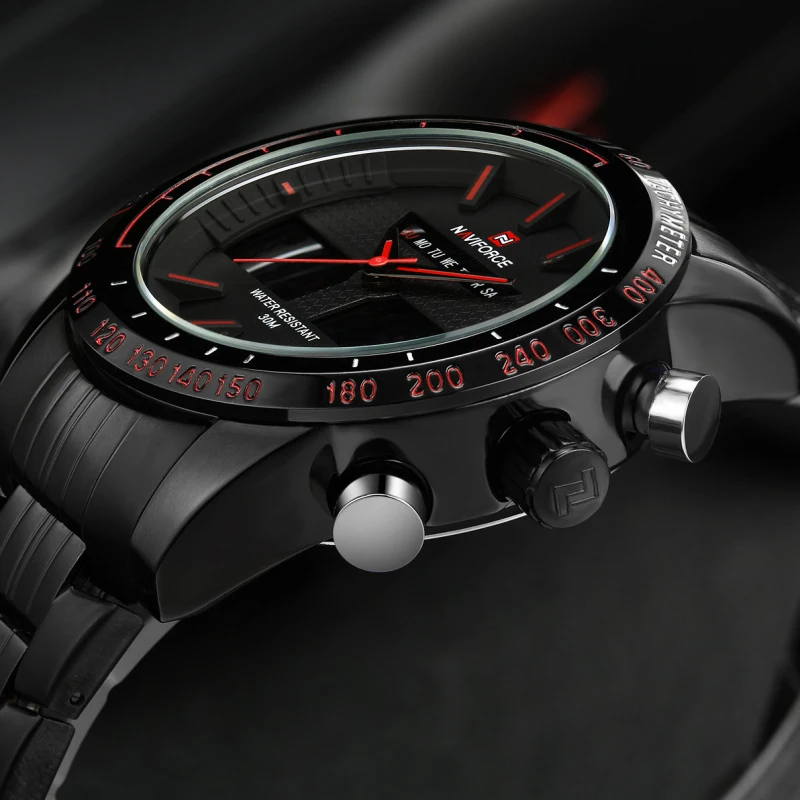 Часы мужские NAVIFORCE 9024 роскошные брендовые полностью Стальные кварцевые часы