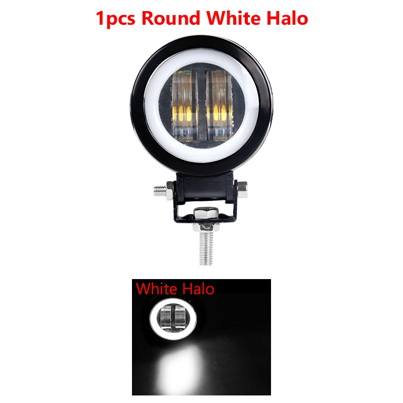 1 pcs round white 3 дюймов Светодиодная рабочая фара c светильник бар 7D объектив красные, синие угол глаза Точечный светильник круглый 12V 24V луч света головной светильник для УАЗ 4x4 4WD ATV SUV UTV по бездорожью - Цвет: 1 pcs round white