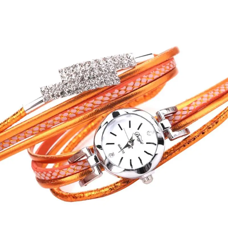 2018 модные женские часы Многослойные наручные с ремешком кварцевые со стразами