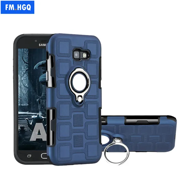 Чехол для samsung Galaxy A3 A5 A7, металлическое кольцо, подставка, TPU+ PC, 2в1, магнитный автомобильный чехол для A720 A320 A520, чехол - Цвет: Темно-синий