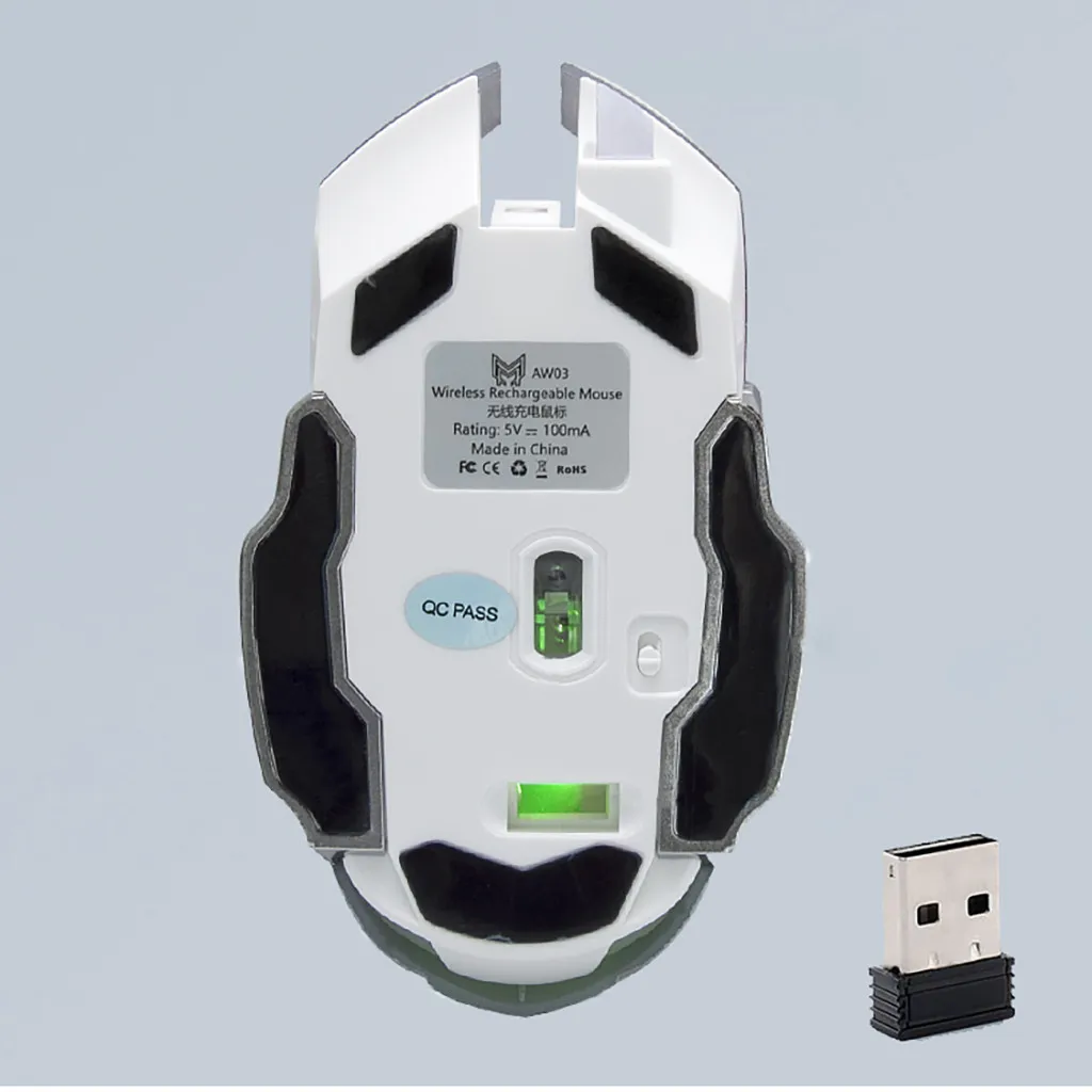 Перезаряжаемая Беспроводная Бесшумная USB оптическая эргономичная игровая мышь с