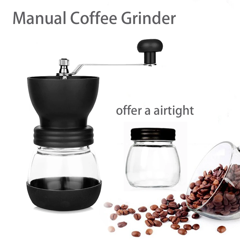 Руководство Кофе Точильщик Портативный прочный многоразовые Handcrank Стекло