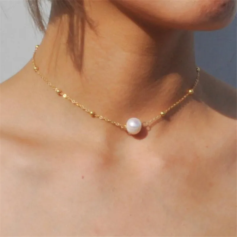 Женское Ожерелье с золотыми бусинами модное винтажное ожерелье искусственным