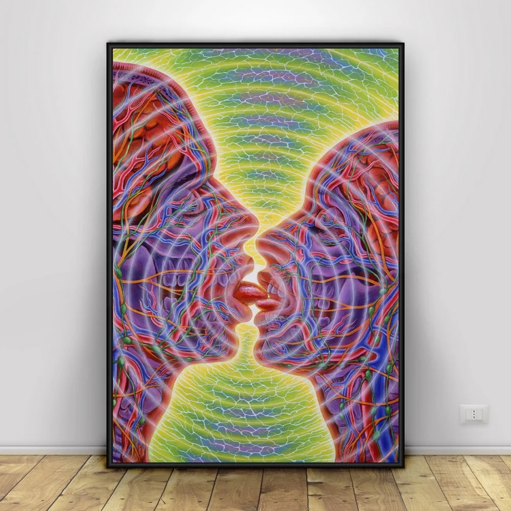 Alex серый Psychedelic Art шелковая ткань плакат печать классический настенный