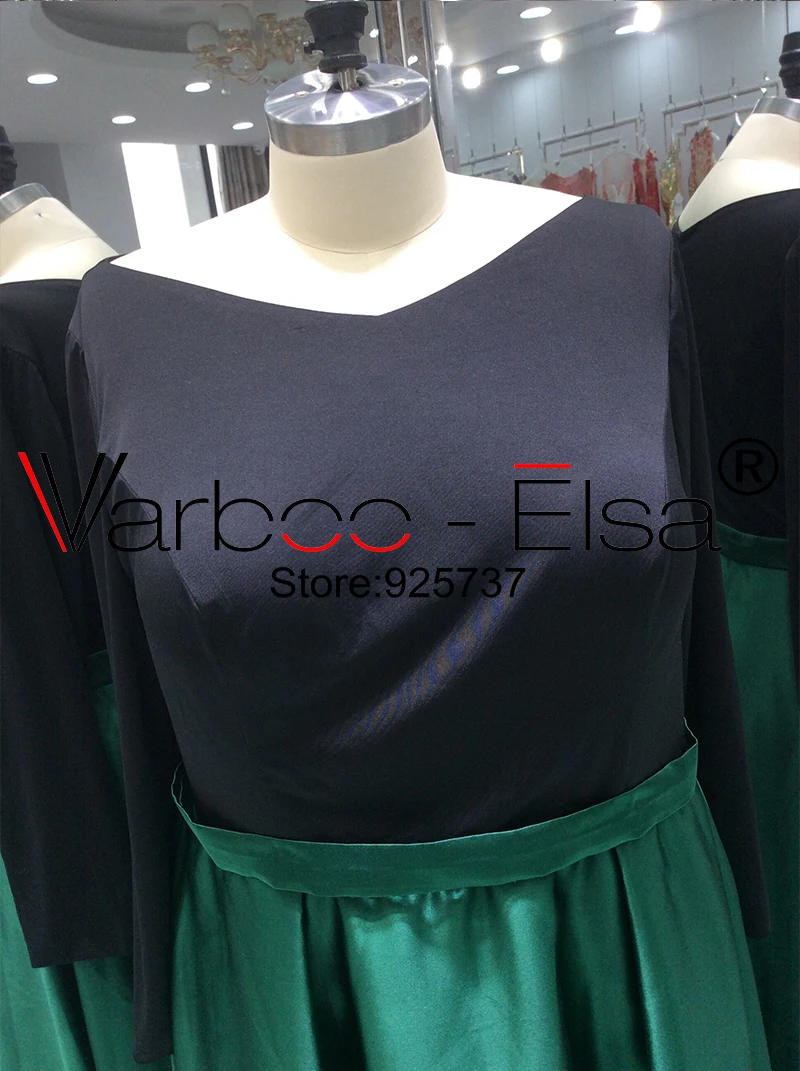 VARBOO_ELSA винтажное зеленое и черное Атласное Вечернее Платье Дешевое простое