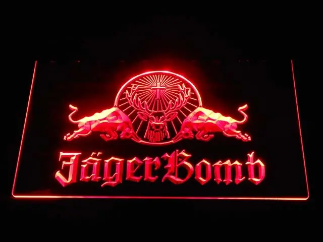 Светодиодный неоновый знак a233 Jagermeister Jager Bomb Bull Wine|Таблички и знаки| |