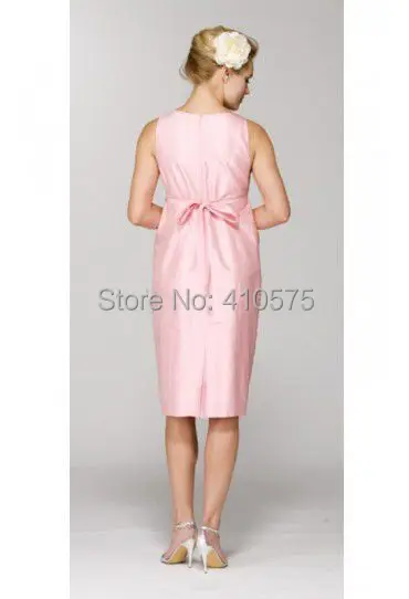 Maternity V-neck Taffeta Pink Short Bridesmaid Dress With Bow HWGJMBD1 | Свадьбы и торжества