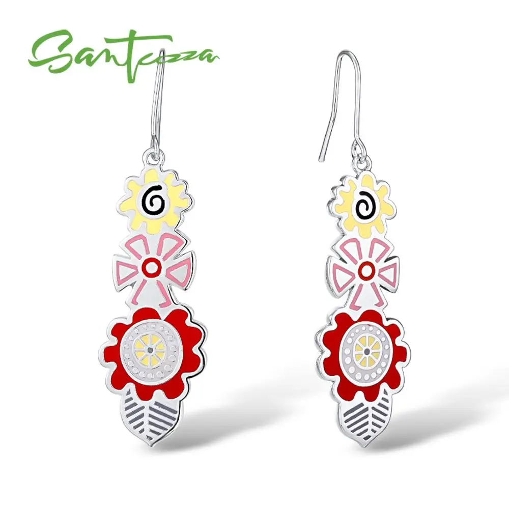 Женские серьги с красным цветком эмалью ручной работы для женщин женские модные