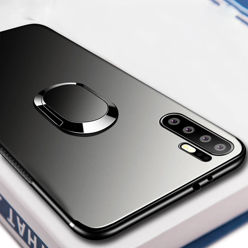 Мягкий матовый чехол с магнитным кольцом держателем для Huawei P30 Pro Lite Nova 4e 4|Бамперы|