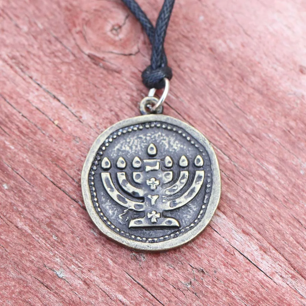 Tkuamigo мужское иврит ожерелье Ханука подвеска Menorah античная бронза Шалом Израиль