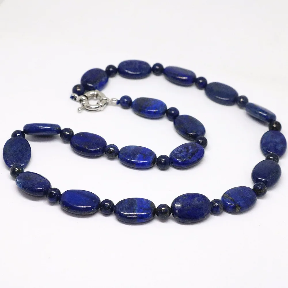 

Natural 13x18mm oval Lapis Lazuli stone fashion European style chain choker necklace elegant women jewelry 18inch MY5179