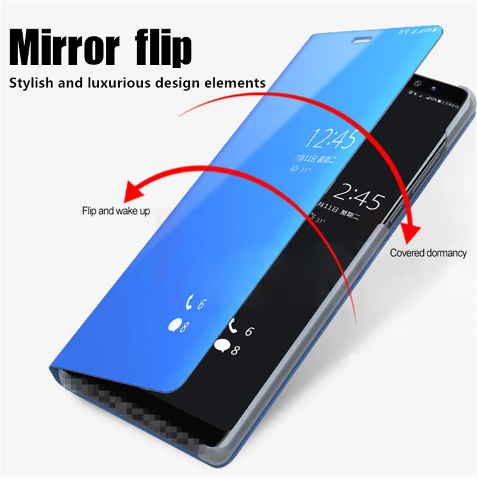 Умный чехол книжка для Xiaomi Mi Mix 3 прозрачный кожаный зеркальный подставка Mix3