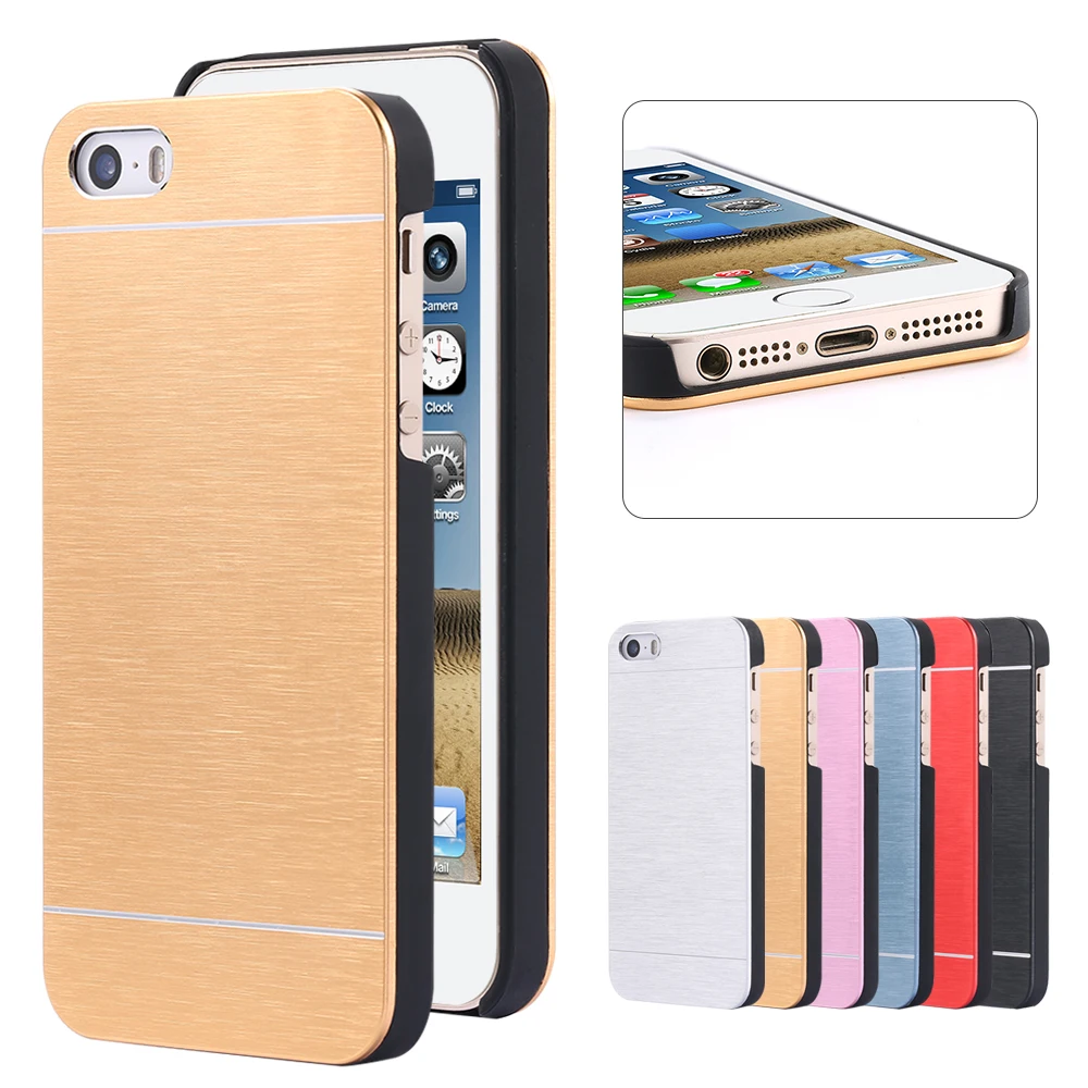 Алюминиевый Case Делюкс Металлический Чехол Принт Щетки Для iPhone 5 5S se Жесткий