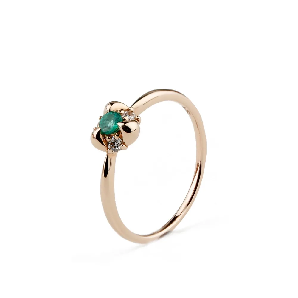 LASAMERO, круглая огранка, 0.1CT, натуральный изумруд, драгоценный камень, бриллианты, вечерние, 18 k, розовое золото, винтажное обручальное кольцо